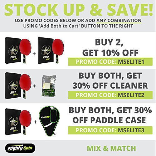 MightySpin Elite Carbon Ping Pong Paddle w/ SureSpeed Technology - Killer Speed and Spin for Forehand Backhand Loops | Professional Table Tennis Racket | Blade Expert Level (Elite Carbon)