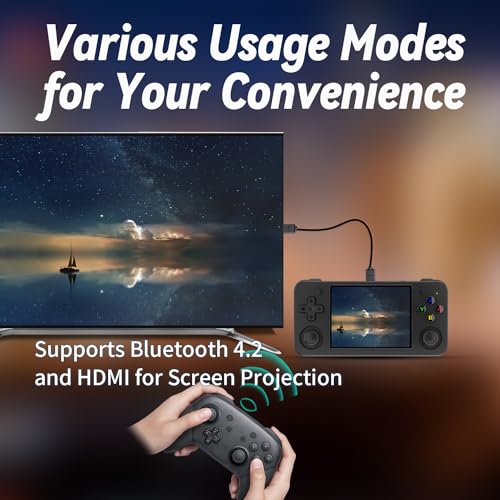 RG35XX H Retro Handheld Game Console with Linux System 3.5 inch IPS Screen and 64G TF Card Built-in 3300 mAh Battery Lasts up to 8 Hours Compatible with 5G WiFi and Bluetooth 4.2 Black