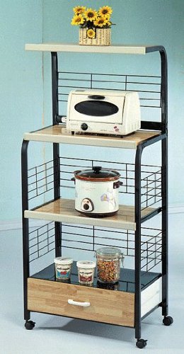 Microwave Stand With Outlet In Black Amazon Co Uk Kitchen Home