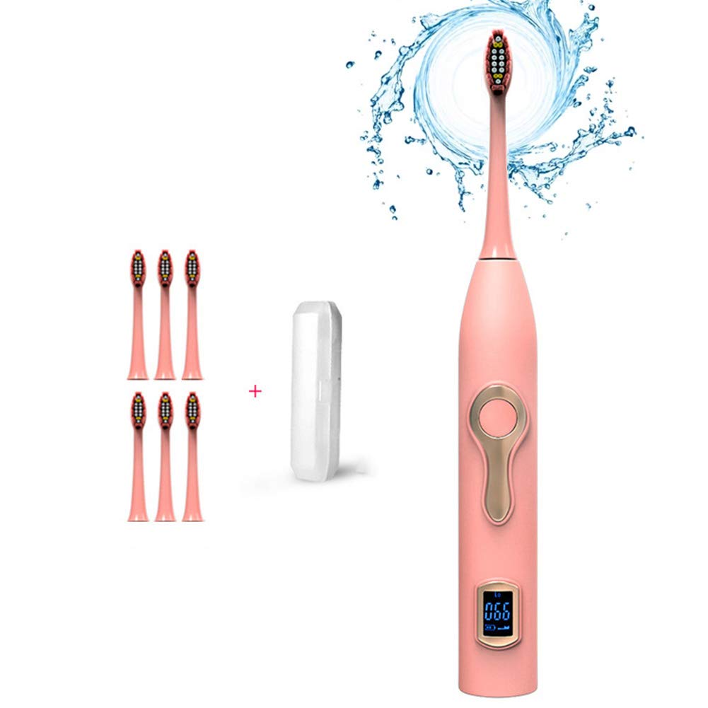 売れ筋ランキングも 電動歯ブラシ B07kwzpmp9 電動歯ブラシピンク 6交換ブラシヘッド トラベルケース 360 高度なホワイトニング歯ブラシ 大人の歯茎のケア ディープクリーニング 液晶画面シェイク 分 最新情報 Www Aiq Aiq Com Mx