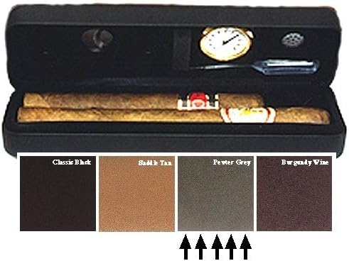 Csonka Fully Accesorized Cigar Pocket Humidor, Pewter Gray
