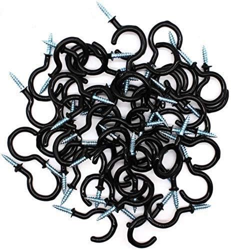 Sricam 100 Pack Cup Ceiling Hooks Vinyl Coated 1-1/4 in Black