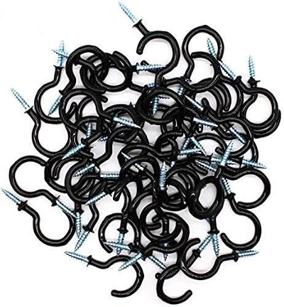Sricam 100 Pack Cup Ceiling Hooks Vinyl Coated 1-1/4 in Black