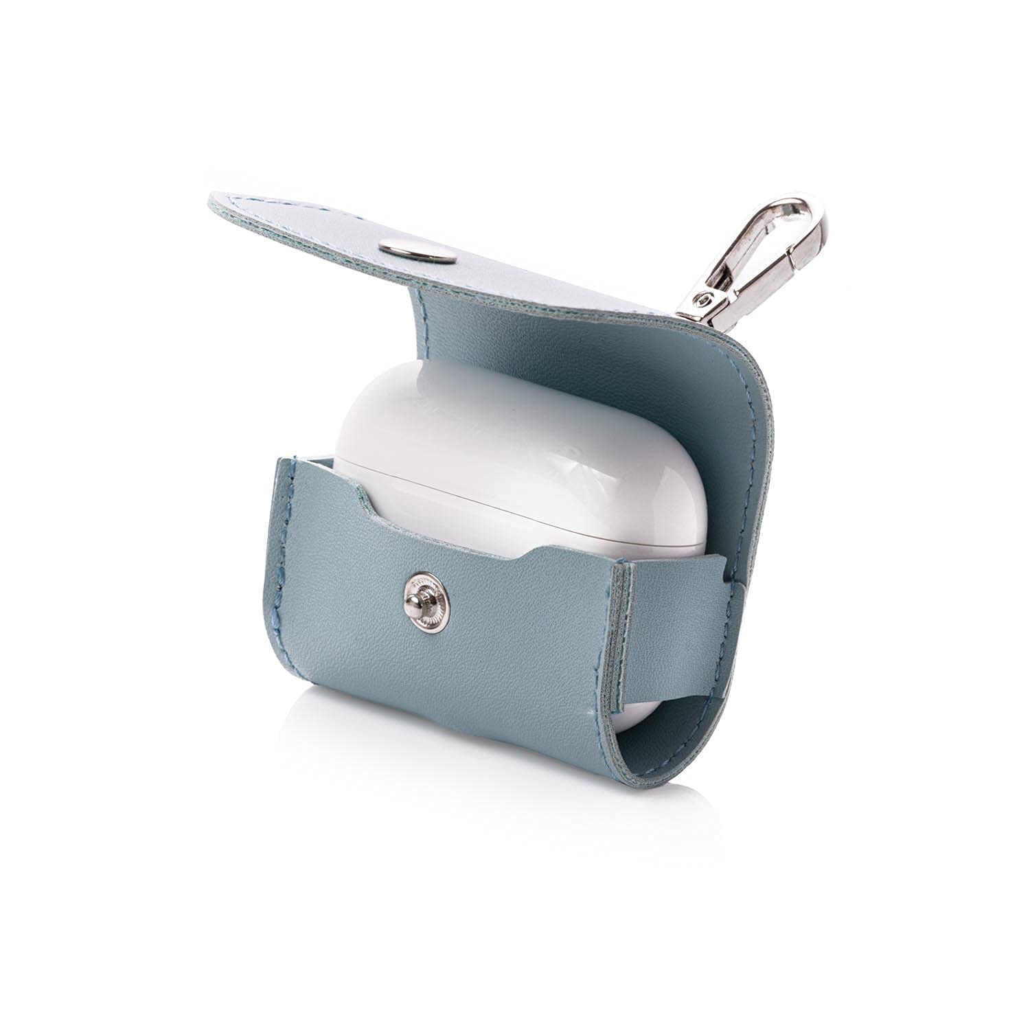 KEYLEAN Soft Vegan Leather with Keyring Protective Case for Apple AirPods Pro, Baby Blue