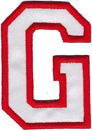 Letter "G" English Alphabet Character White and Red 3 Inches Tall DIY Embroidered Iron on / Sew on Patch #0083