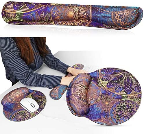 Keyboard Wrist Rest Pad and Mouse Pad Wrist Support, Ergonomic Raised Memory Foam, Non Slip PU Rubber Base [Pain Relief] for Office, Computer, Laptop, Typist, Gamer