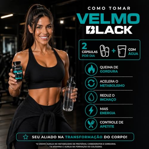 Velmo Black Kit de Suplemento em Pó Drink150g + Pote de 60 Capsulas