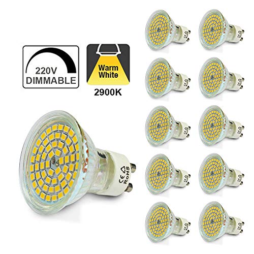 GU10 220V Dimmable Spot Light Bulbs, SENWIZ LED 4W=40W Halogen, 120° Beam Angle, Recessed and Track Lighting (10-Pack, Warm White)