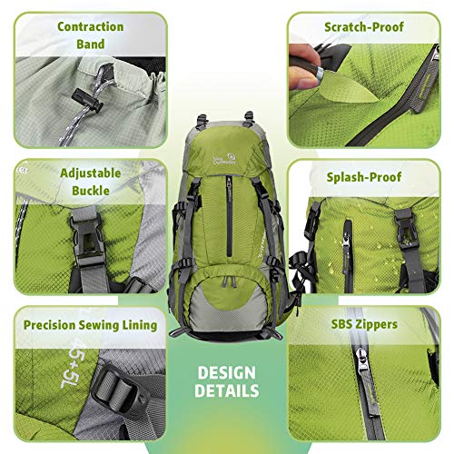 novosun Hiking Backpack 50L Waterproof,Lightweight Camping Backpack for Men Women Youth Backpacking Backpack with Rain Cover External Frame Travel Backpack for Hiking Camping Climbing Outdoor Travel - Thumbnail 6