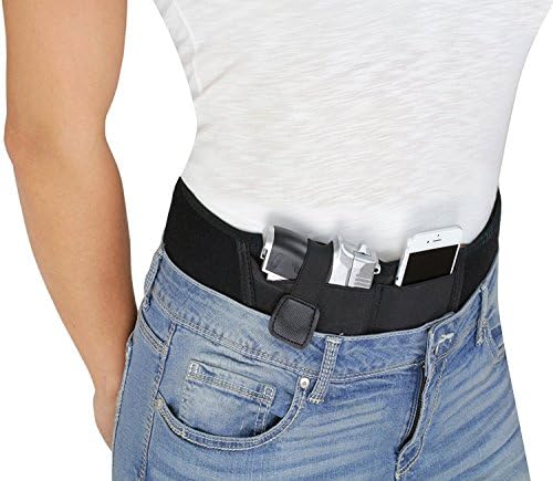 Belly Band Holster for Concealed Carry | Neoprene | Black | Fits Gun Smith and Wesson Bodyguard, Glock 19, 17, 42, 43, P238, Ruger LCP, and Similar Sized Guns | For Men and Women, Right Hand Use