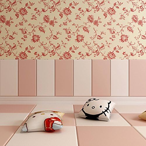 8pcs Faux Leather Baby Anti Collision Wall Cushion Peel and Stick(9.8x19.7in/Pc) (White and Pink)
