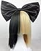 Diy-Wig Fashion Bowknot Half Black Blonde 2 Tone Shoulder Length Cosplay Costume Wig