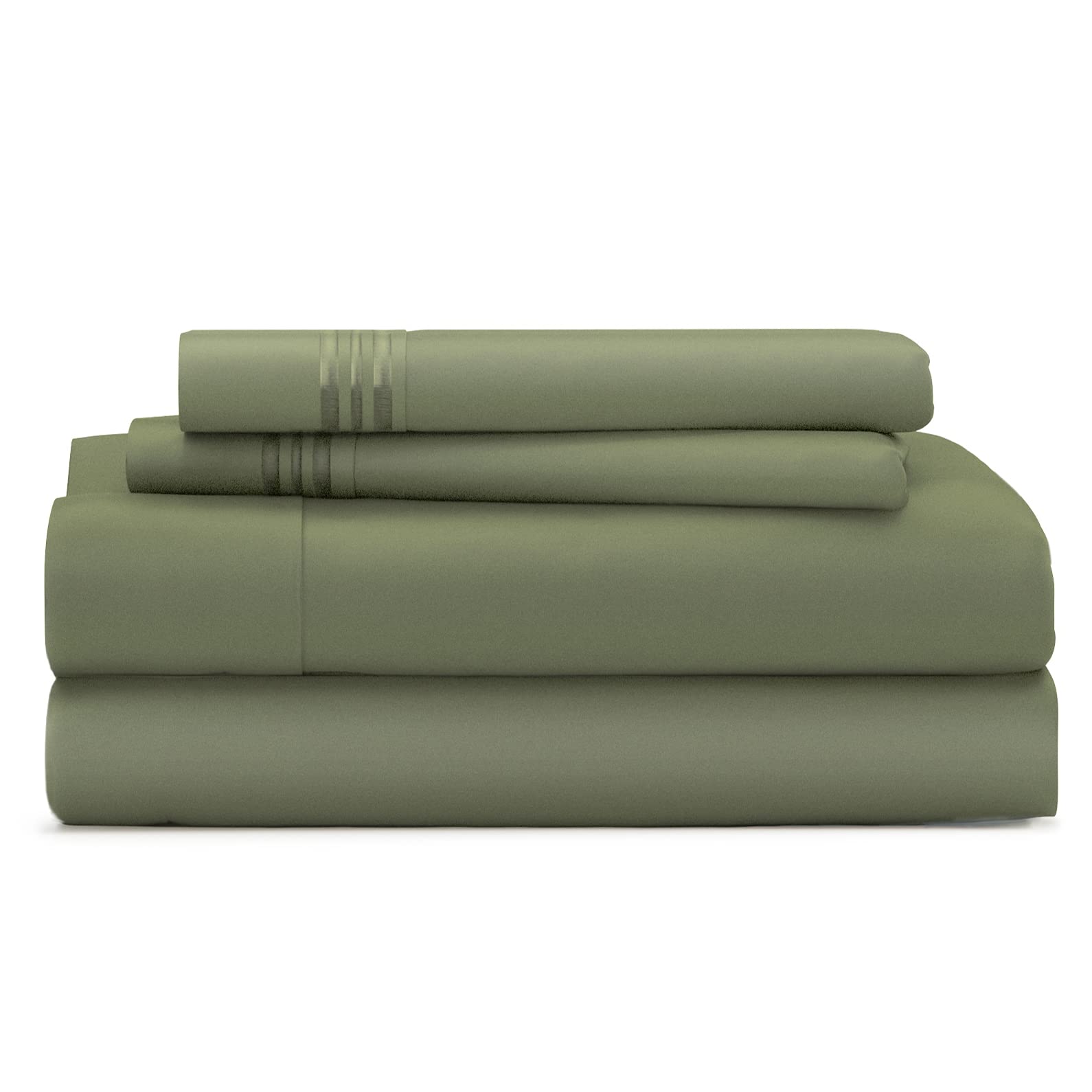 Photo 1 of Cosy House Collection Everyday 1500 Series Bed Sheet Set - Ultra Soft & Cool Hotel Luxury Bedding - Deep Pocket - Wrinkle, Stain and Fade Resistant - 4 Piece Set (Queen, Moss Green)