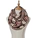Lucky Leaf Women Winter Checked Pattern Cashmere Feel Warm Plaid Infinity Scarf