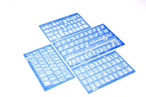 Helix Assorted Font Lettering Guide 4 Piece Set (Script, Digital, Stripe, Shadow) (08500)