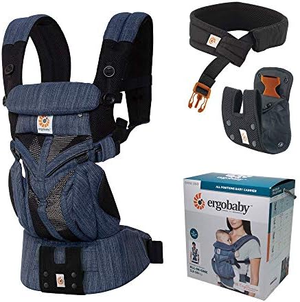 Ergobaby エルゴベビー 抱っこひも メッシュ おんぶ 前向き抱き 日本正規品保証付 洗濯機で洗える ベビーキャリア 成長にフィット オムニ360 クールエア インディゴウィーブ 0か月 Cregbcs360pindigo