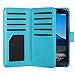 ULAK Galaxy S4 Case, S4 Case - Multi Card Slots Series PU Leather Magnetic Wallet Case Cover for Samsung Galaxy S4 IV i9500 (Aqua Blue)