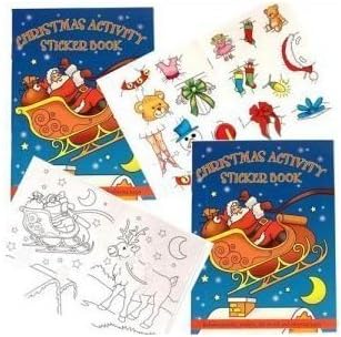 1 x Childrens Christmas Stocking Filler Mini Christmas 36 Page Sticker Activity Book, Multicoloured, A6