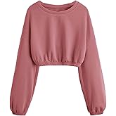 SOLY HUX Girl's Casual Crewneck Cropped Sweatshirt Long Sleeve Drop Shoulder Pullover Tops