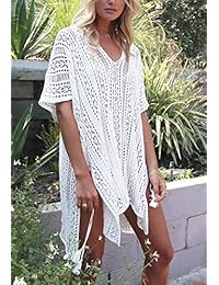 Jaciu traje de baño sexy para dama con cuello en V hueco de ganchillo para playa