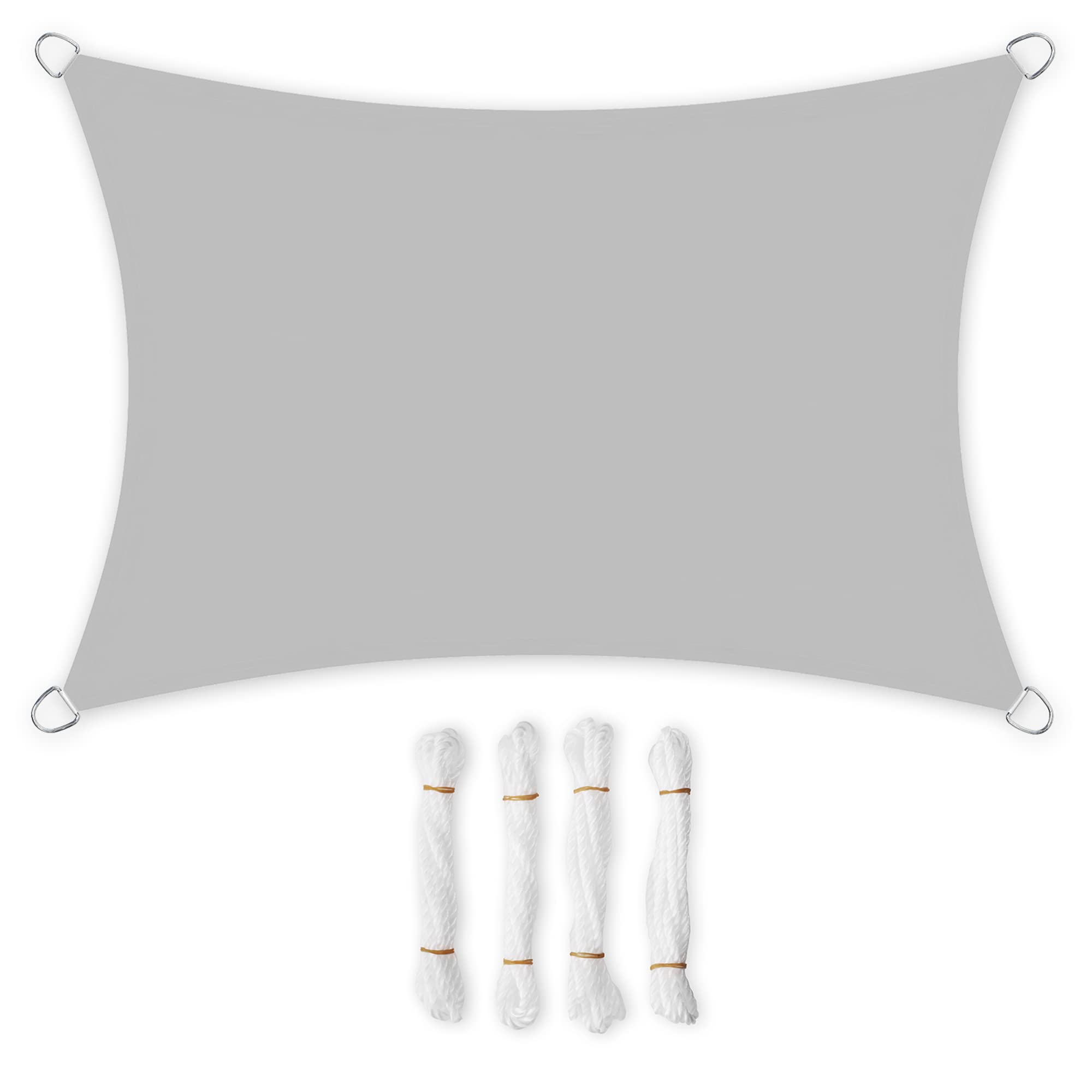 SONGMICS 2 x 3 m Sun Sail, Water-Resistant to at Least 1000 mm, 93% UV-Protection Sun Shade Sail in Tear-Resistant Polyester, Weatherproof, for Garden Patio, Terrace, Camping, Light Grey GSH23QY