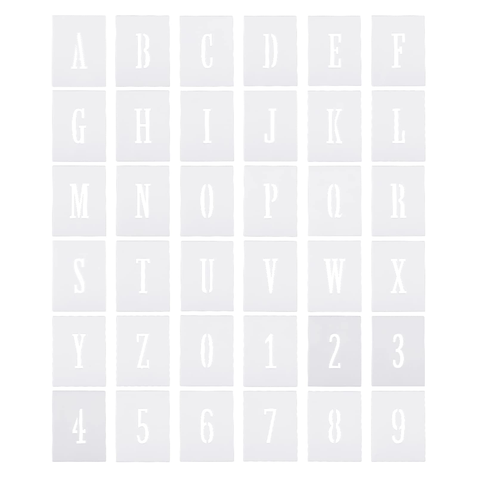 PATIKIL 1 Inch Letter Number Stencils, 36 Pack 1.5" Width Reusable Plastic Alphabet Numbers Templates Set for Painting, White