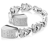 Famobest For Fitbit Alta HR Bands Fitbit Alta Bands For Women Men, Stainless Steel Alta Fit bit Bands Alta Fitbit Bands Fitbit Alta Replacement Bands Wristbands Small Large Honey Silver