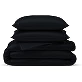Linenwalas Duvet Cover Set King Size - Viscose Derived from Bamboo Soft, Breathable, Light Weight, Cooling Comforter Cover with Zipper Closure and Corner Ties, Black Halloween Bedding (Jet Black)
