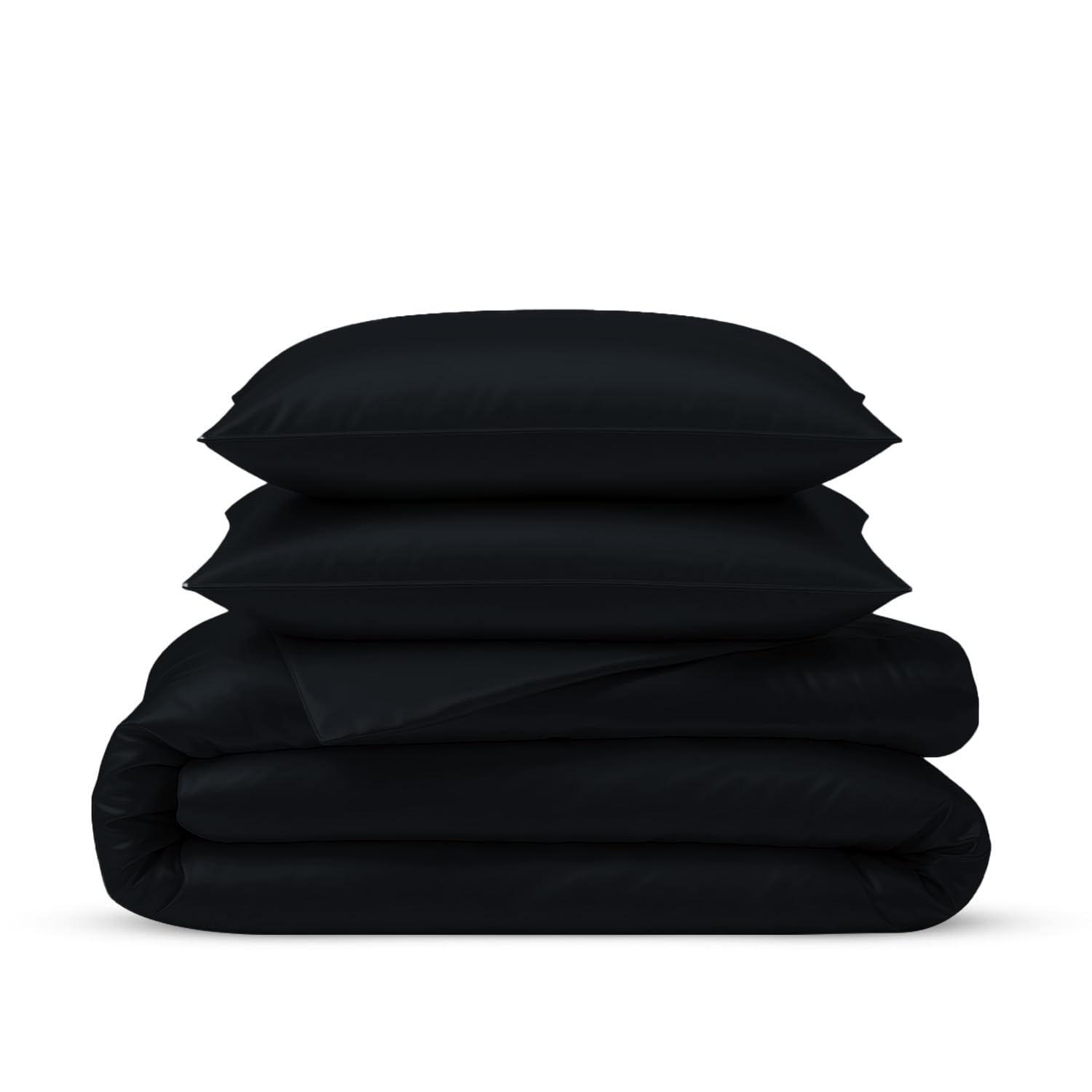 LINENWALAS 100% Natural Bamboo 3-Piece Duvet Cover Set with Zipper and Corner Ties- Softest Cool Bedding Perfect for Skincare (Superking, Jet Black) — image 1