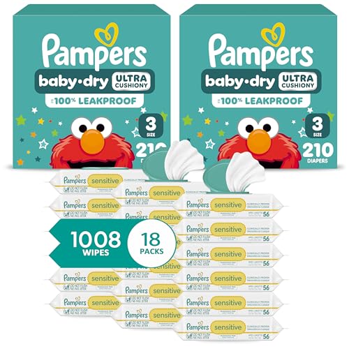 Pampers Baby Dry Disposable Baby Diapers Size 3, 2 Month Supply (2 x 210 Count)…