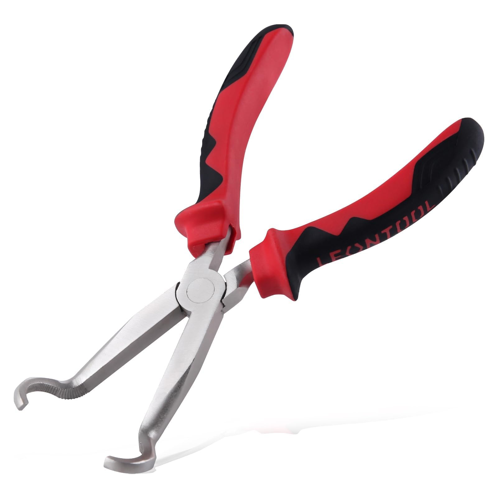 LEONTOOL 8 Inch Hose Grip Pliers - Offset Spark Plug Boot Removal Tool with Serrated Jaws and Hose Ring Pliers for Auto Maintenance