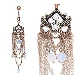 Vintage Chandelier Navel Belly Button Ring with Synthetic Opal Beads - 14GA 3/8