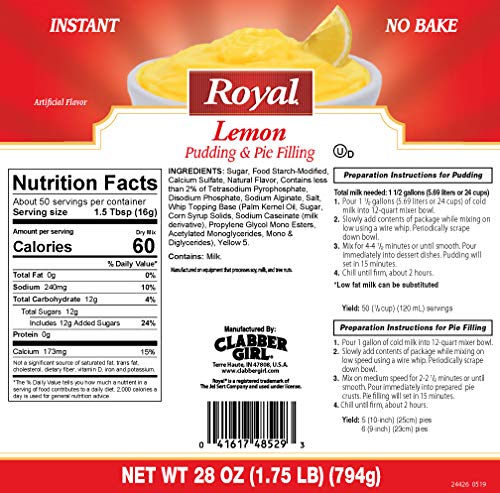 Royal Instant No Bake Pudding and Pie Filling (Lemon, 1.75 pound)