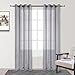 Voilybird Gray Linen Textured Semi Sheer Curtains for Bedroom - Grommets Top 84 Inch Length, 2 Panels