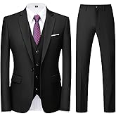Mens Suits Regular Fit 3 Piece Tuxedo Blazer Jacket Vest Pants Formal Suit Set for Men Wedding Prom Casual