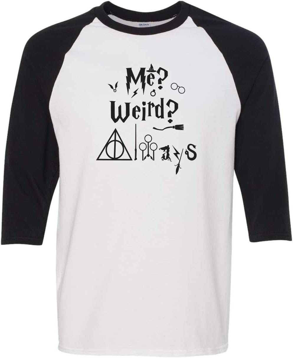 ' Me? Weird? Always ' Harry Potter Fandom Wizard Tank Top Shirt (Large, Adult Raglan)