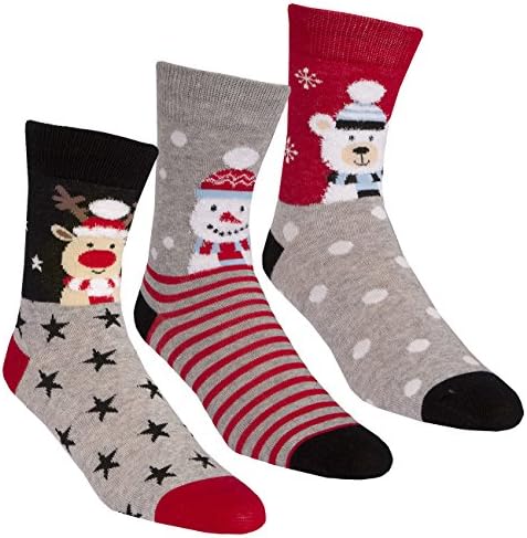 Adults 3 Pack of Christmas Socks - Santa, Reindeer, Snowman, Snowflakes, Beer