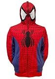 Marvel Spider-Man Cosplay Full Zip Hoodie Red,2X