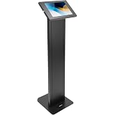 Mount-It! Anti-Theft iPad Floor Stand, Locking Kiosk Enclosure, Black | Fits iPad Gen 7-10, A16, Air, Pro (10.2-11in), bare tablet only, not 12.9in, locking enclosure, 90 rotate, 0-75 tilt, 33 lb
