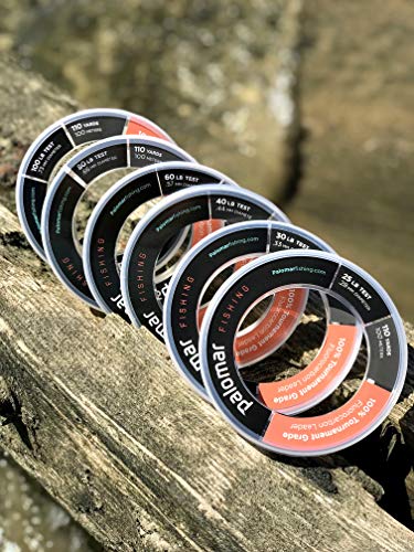 100% FLUOROCARBON LEADER 60lb | TOURNAMENT Fishing Line | 110 YARD SPOOL | Lowest Stretch Index & .57mm Diam is THINNEST in Floro Market | Abrasion Resistent | Invisible w/ TOP Tensile/Knot Strength