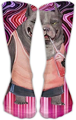 Cool Bulldog With Watermelon Juice Cotton Printed Casual Athletic Crew Socks For Adult