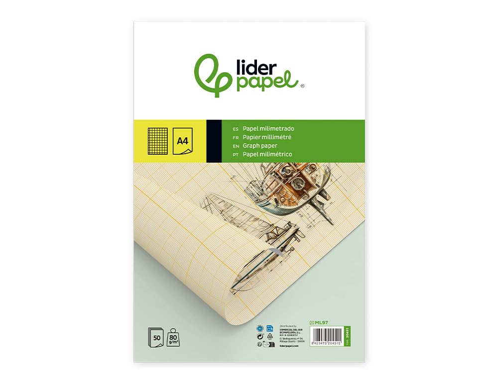 liderpapel ML97 – Notepad Graph Paper Gummed