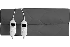 AYGE Queen Size Heated Mattress Pad with Dual Control - Auto Shut Off Electric Mattress Pad Cover - Electric Bed Warmer with Deep Pocket, Machine Washable, Deep Grey