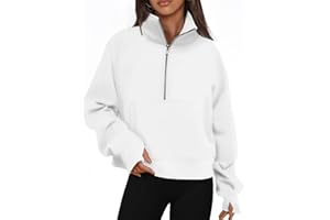 GKBK Women Hoodies Half Zip Cropped Sweatshirts Fleece Quarter Zipper Pullover Fall Outfits Long Sleeve Tops Thumb Hole