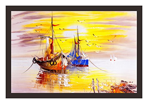 Mad Masters Sea Scenery Ocean Painting Aesthetic Hanging Photo Frame Decorative Item Home Decoration and Wall Decor for Living Room and Bedroom (MM 1092, 8x12 Inch, Paper, Without Plexi Glass)