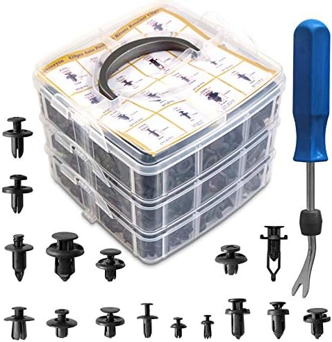 Shineyoo Automobile Retainer Clips 620PCS Plastic Fasteners Package Fender Rivet Clips 16 Most Common Sizes Auto Push Pin Rivets Package with Fastener Remover for GM Ford Toyota Honda Chrysler