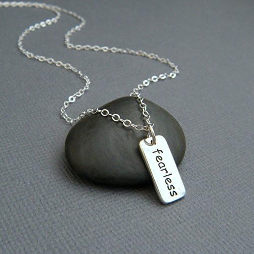 sterling silver fearless charm necklace. inspirational quote jewelry