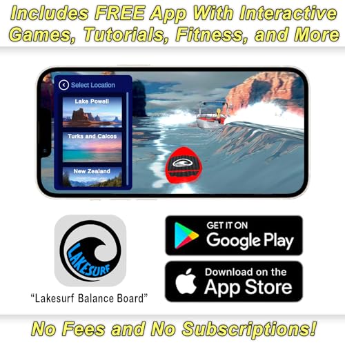 Wakesurf Balance Board by Lakesurf with Motion Tracking App & Phone