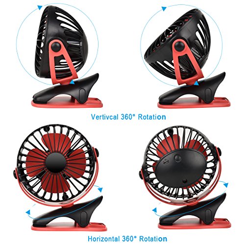image for QINUKER Battery Operated Clip on Fan, Portable USB Rechargeable Desk S