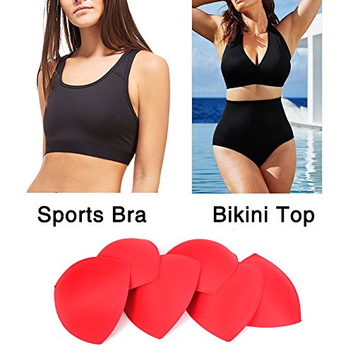 Bra Inserts Women's Breathable Comfortable Sports Cups Bra Insert 2 Pairs in Set Red By Nimiah